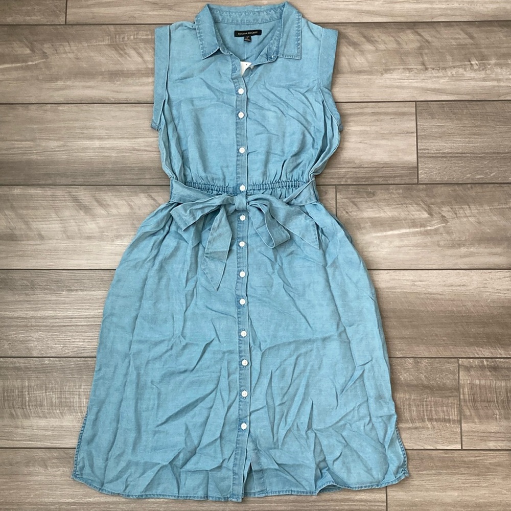 *NWT* LOFT Petite TENCEL Sleeveless Shirtdress